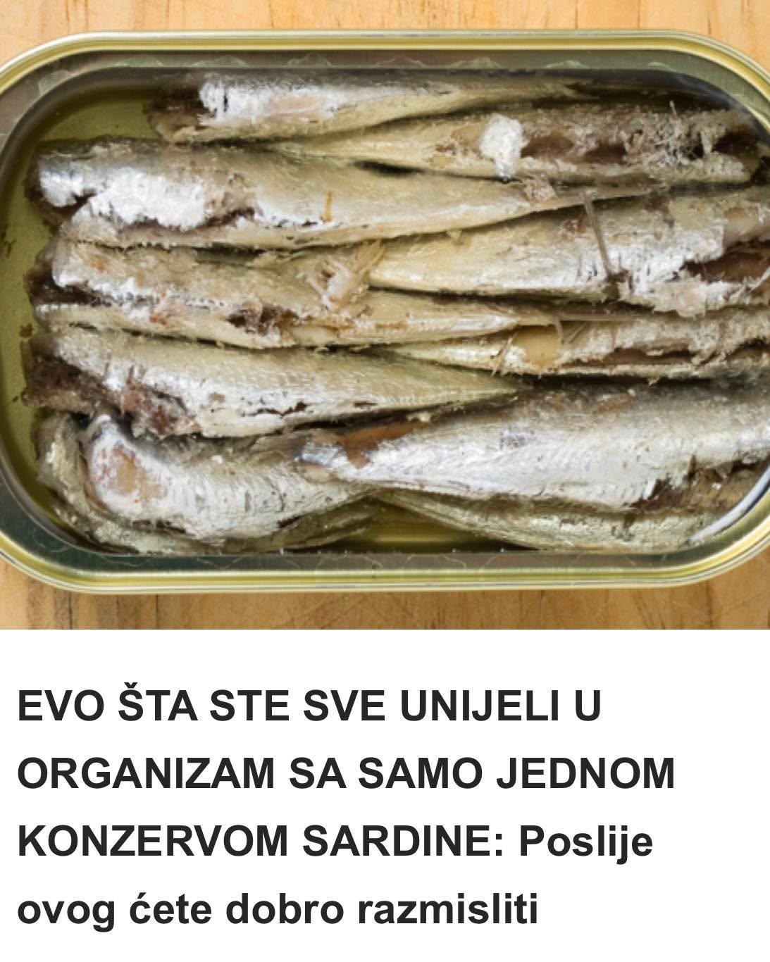 EVO ŠTA STE SVE UNIJELI U ORGANIZAM SA SAMO JEDNOM KONZERVOM SARDINE: Poslije ovog ćete dobro razmisliti