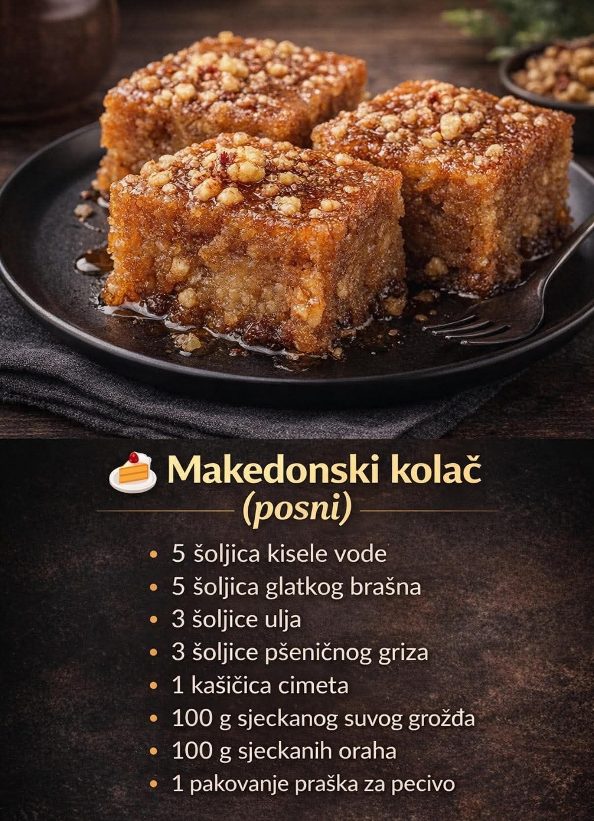 🍰 Makedonski kolač (posni) – Tradicionalni slatkiš pun ukusa