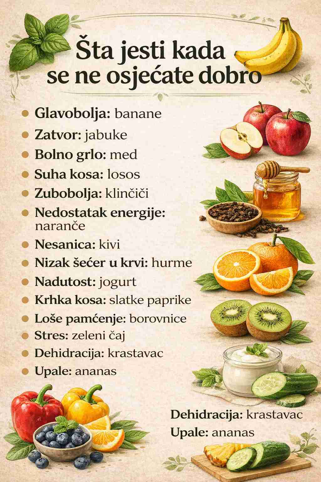 🥕 Šta jesti kada se ne osjećaš najbolje 🌿