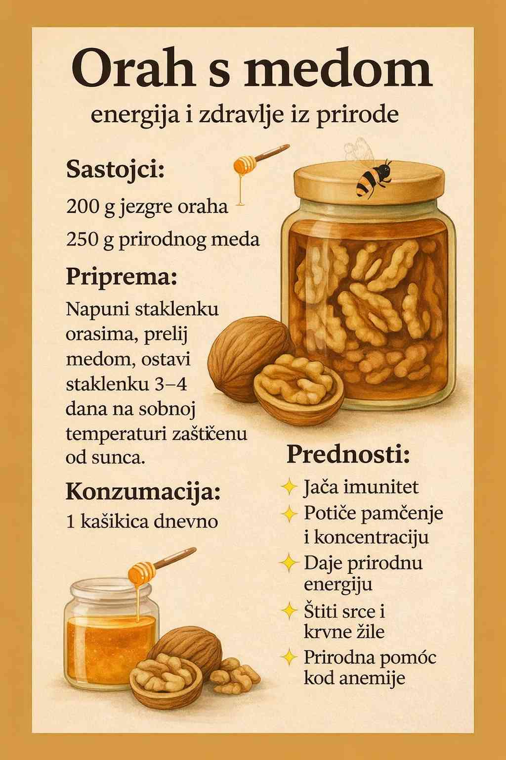 Zašto su dobri orasi i med: recepti koje vrijedi probati