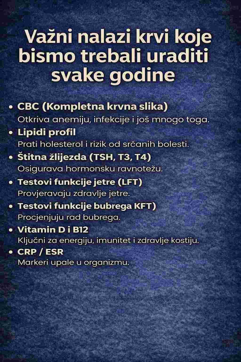 🩺 Važni nalazi krvi koje bismo trebali raditi svake godine