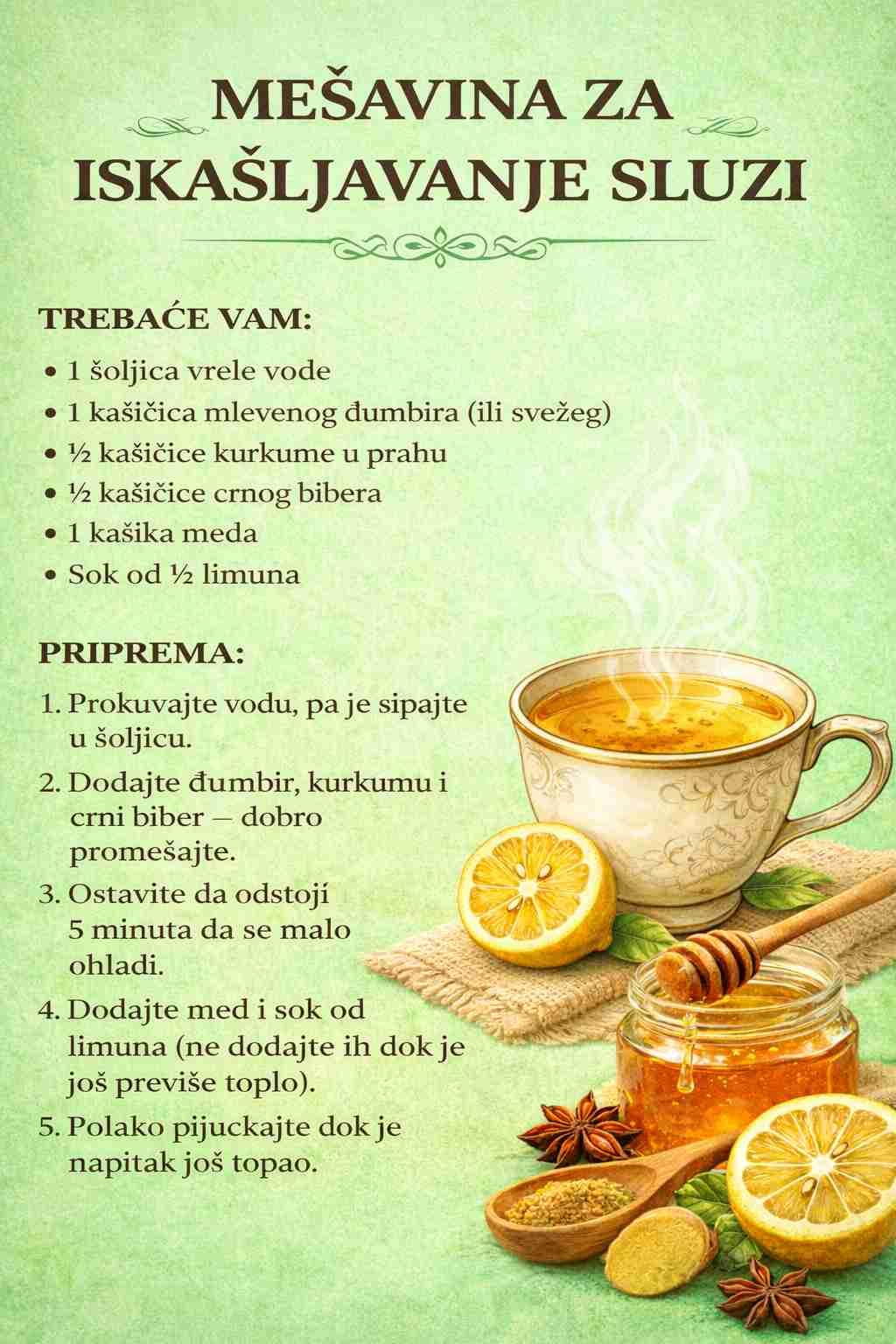 Prirodni napitak za čišćenje sluzi i ispljuvka