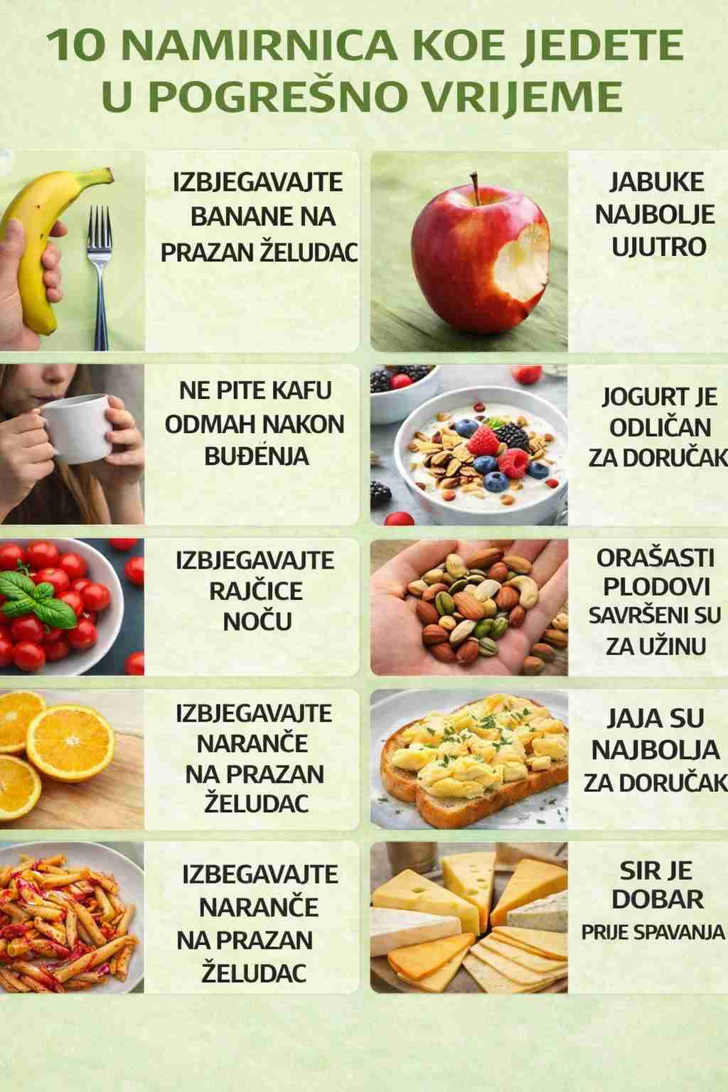 DESET NAMIRNICA K0JE JEDETE U P0GREŠN0 VRIJEME