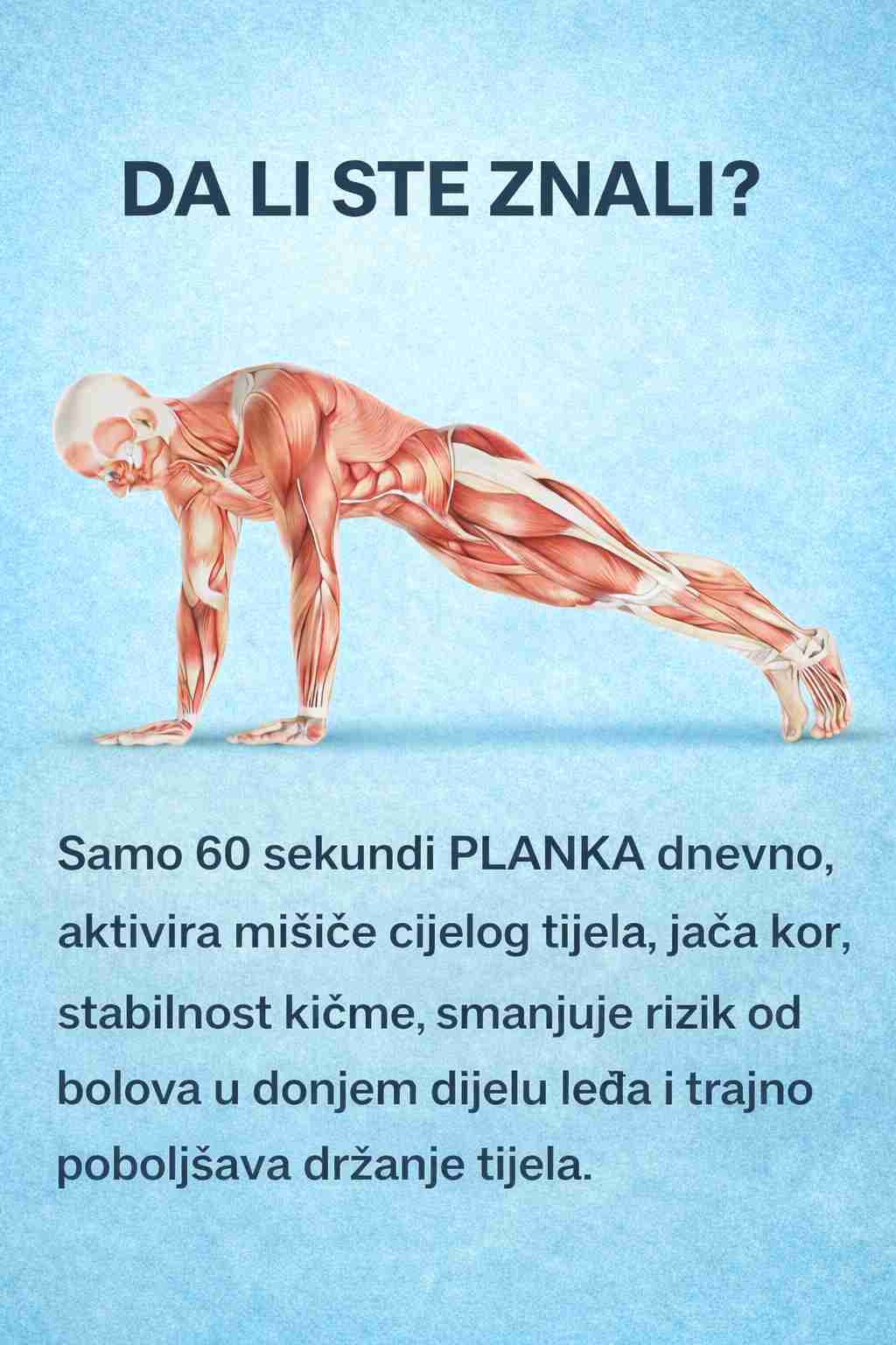 DA LI STE ZNALI? Samo 60 sekundi PLANKA dnevno može promijeniti vaše tijelo