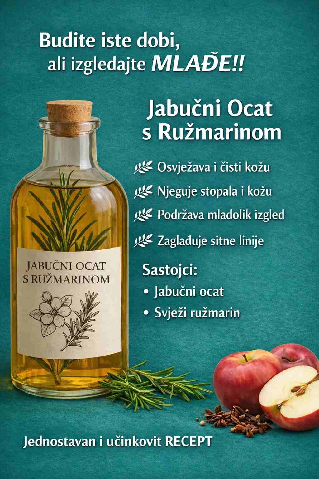 Prirodna tajna mladolikosti: Jabučni ocat s ružmarinom
