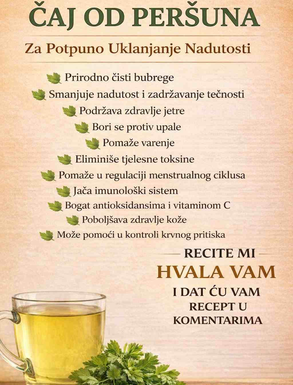 Ultimativni Čaj od Peršuna za Uklanjanje Oteklina