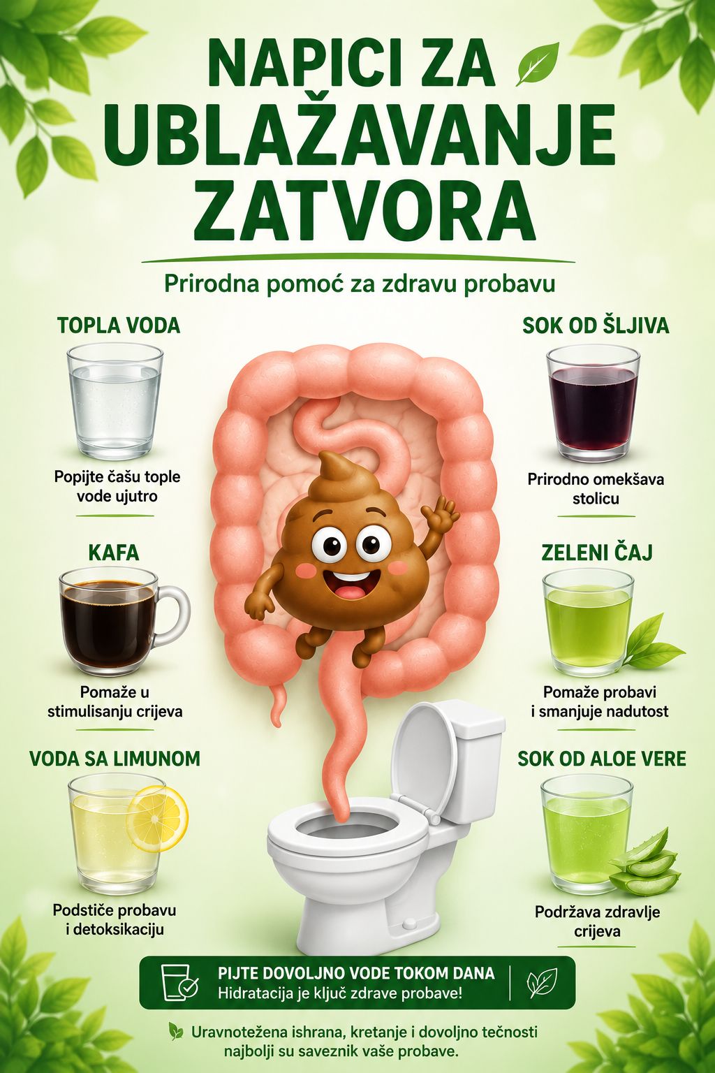 Prirodni napitci koji mogu pomoći u ublažavanju zatvora 💧