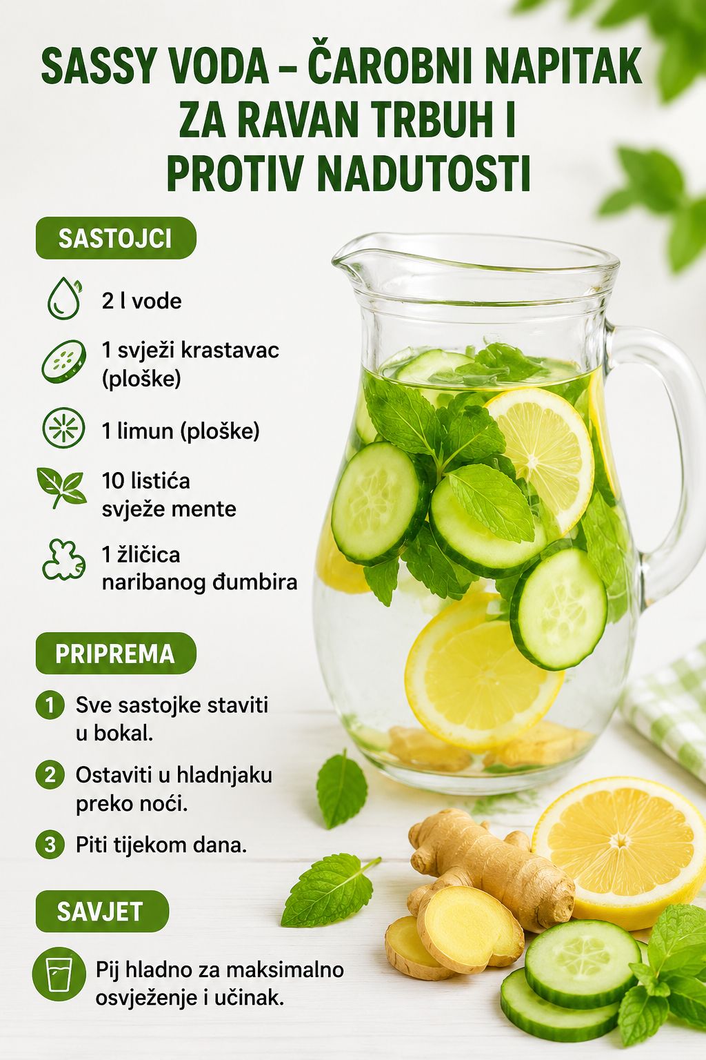 Sassy voda je čarobni napitak za ravan trbuh i borbu protiv nadutosti