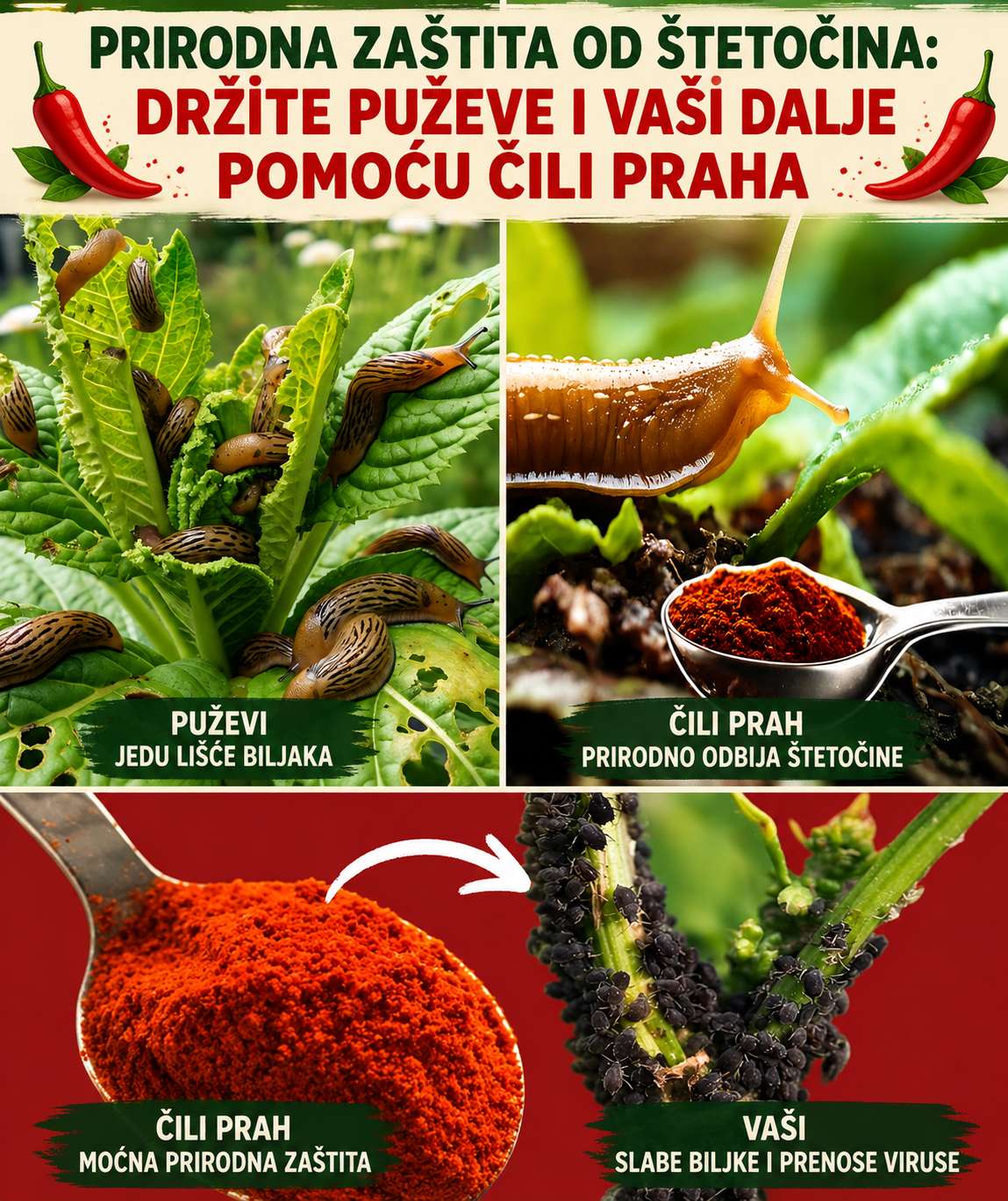 Prirodna kontrola štetočina: Korištenje ljute crvene paprike za odbijanje lisnih uši i puževa