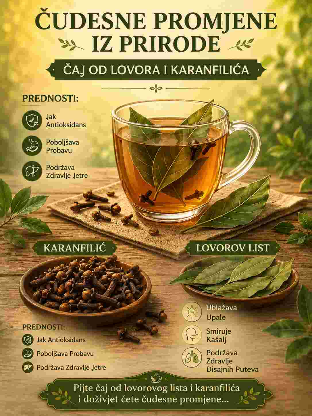 Pijte čaj od lovorovog lista i karanfilića