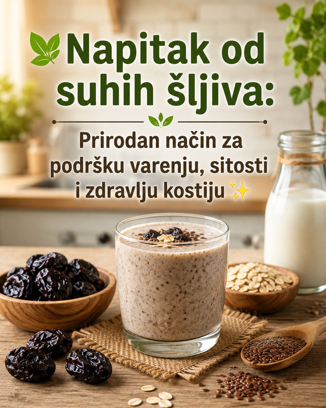 🥤🌿 Napitak od suhih šljiva: Prirodan način za podršku probavi, sitosti i zdravlju kostiju ✨