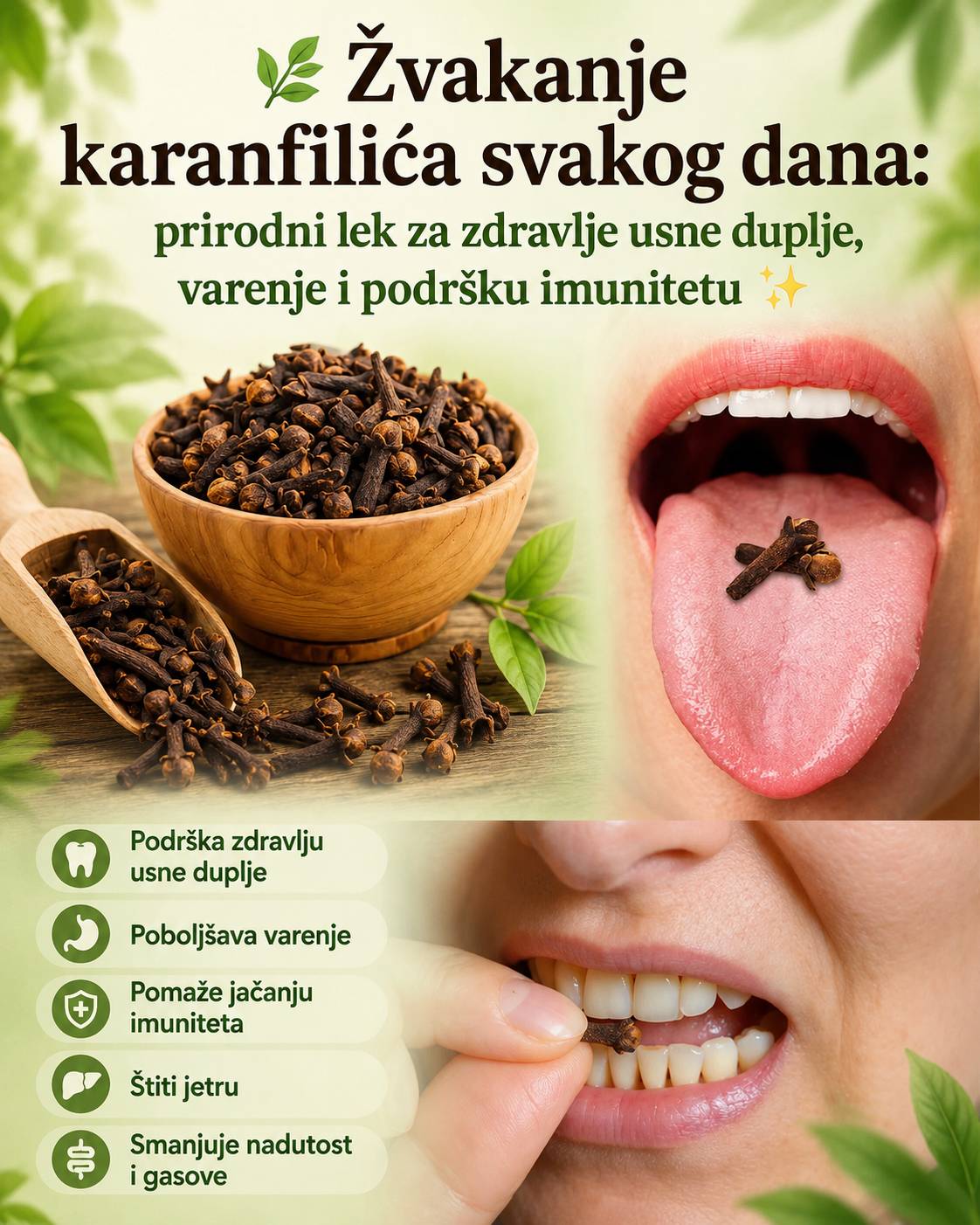 🌿 Žvakanje klinčića svaki dan: Jednostavna prirodna navika za oralno zdravlje, probavu i podršku imunitetu ✨