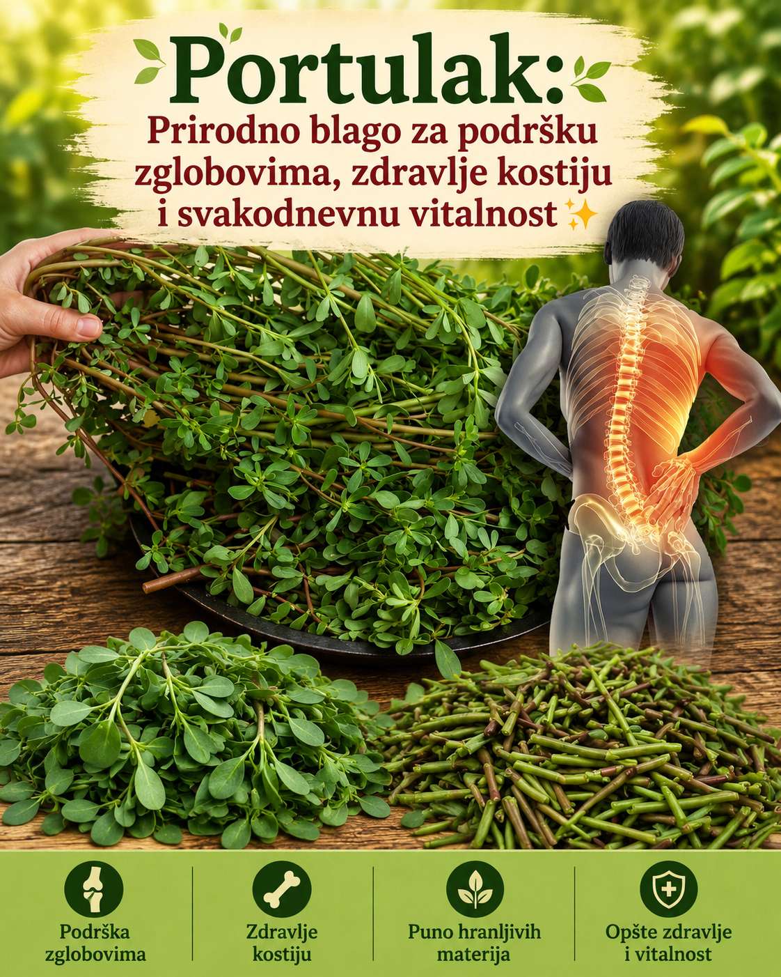 🌿🦴 Portulak: Prirodna zelena superhrana za zdrave zglobove, jake kosti i svakodnevnu vitalnost 💚✨