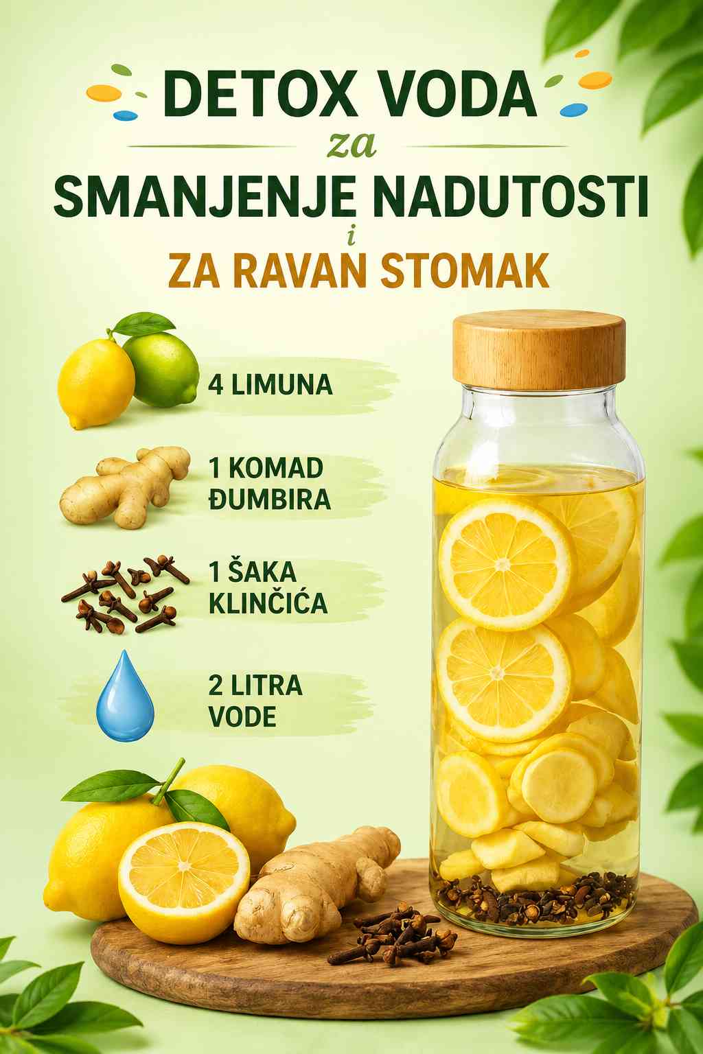 🍋 Detoks voda s limunom, đumbirom i klinčićem: Osvježavajući napitak za zdravije vas