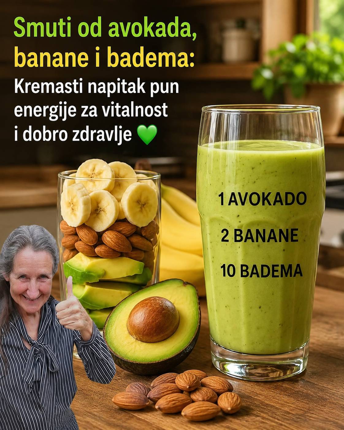 🥑 Smoothie od avokada, banane i badema: Kremasti energetski napitak za energiju i dobrobit 💚