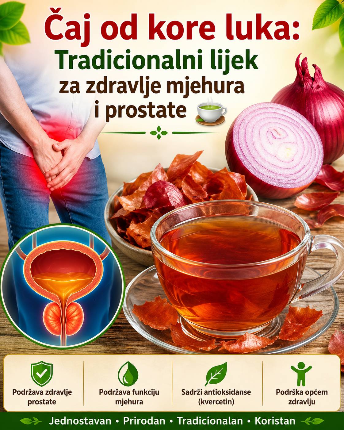 🧅 Čaj od kore luka: Tradicionalni lijek za zdravlje mjehura i prostate 🍵