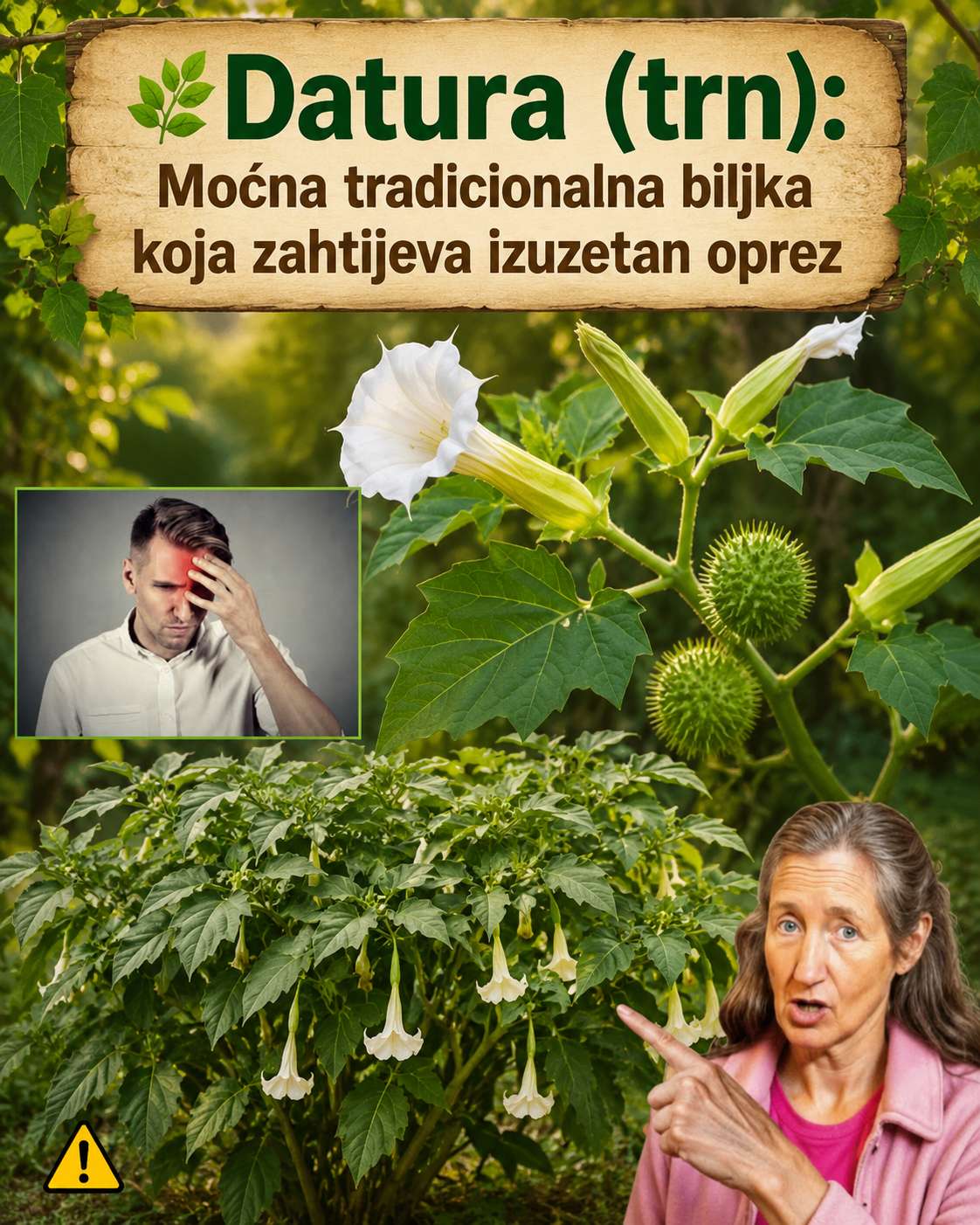 🌿 Datura (Trnovita jabuka): Moćna tradicionalna biljka koja zahtijeva izuzetan oprez ⚠️