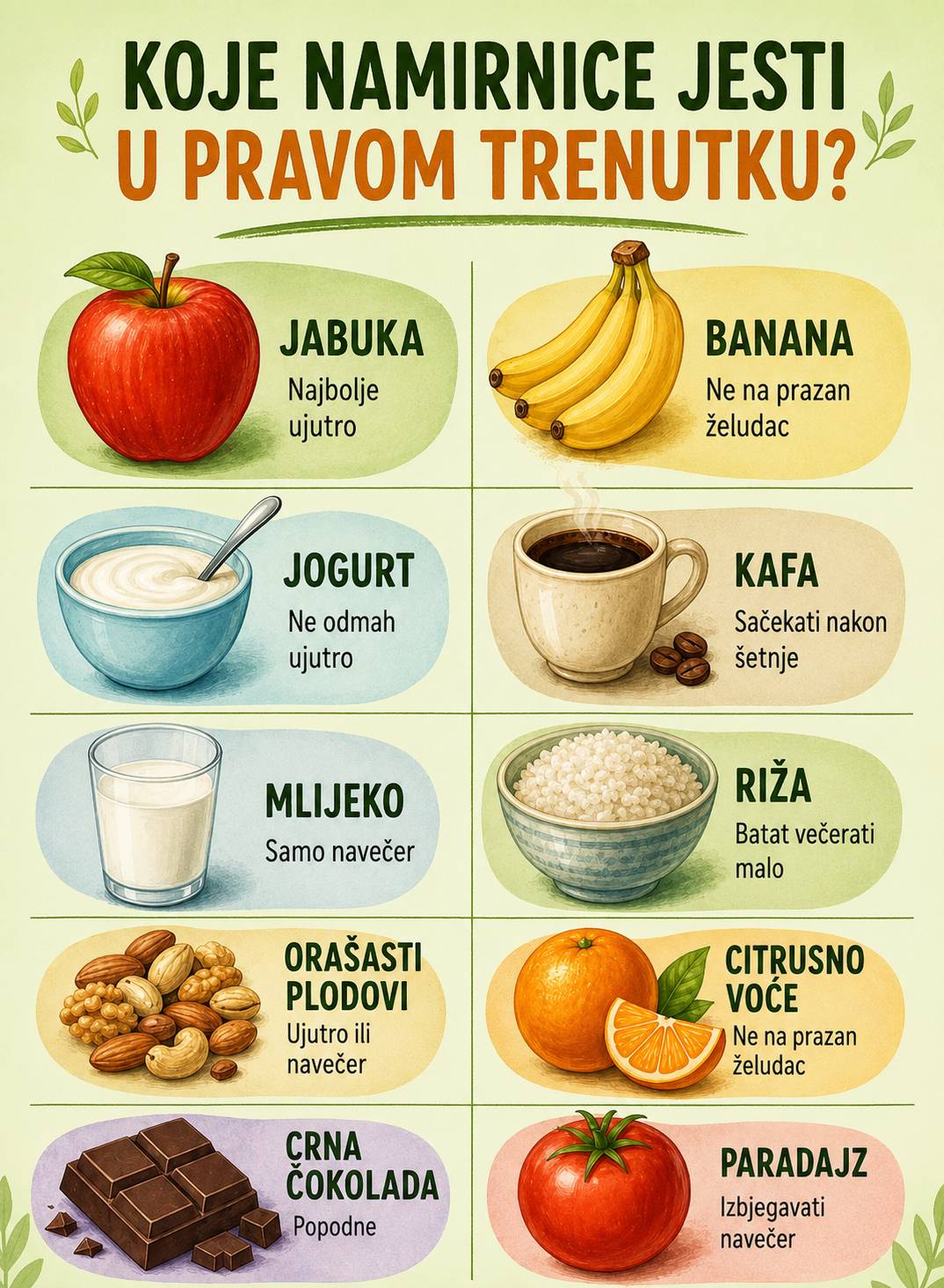 🥗⏰ Najbolje vrijeme za konzumiranje uobičajene hrane za bolju probavu i dobrobit