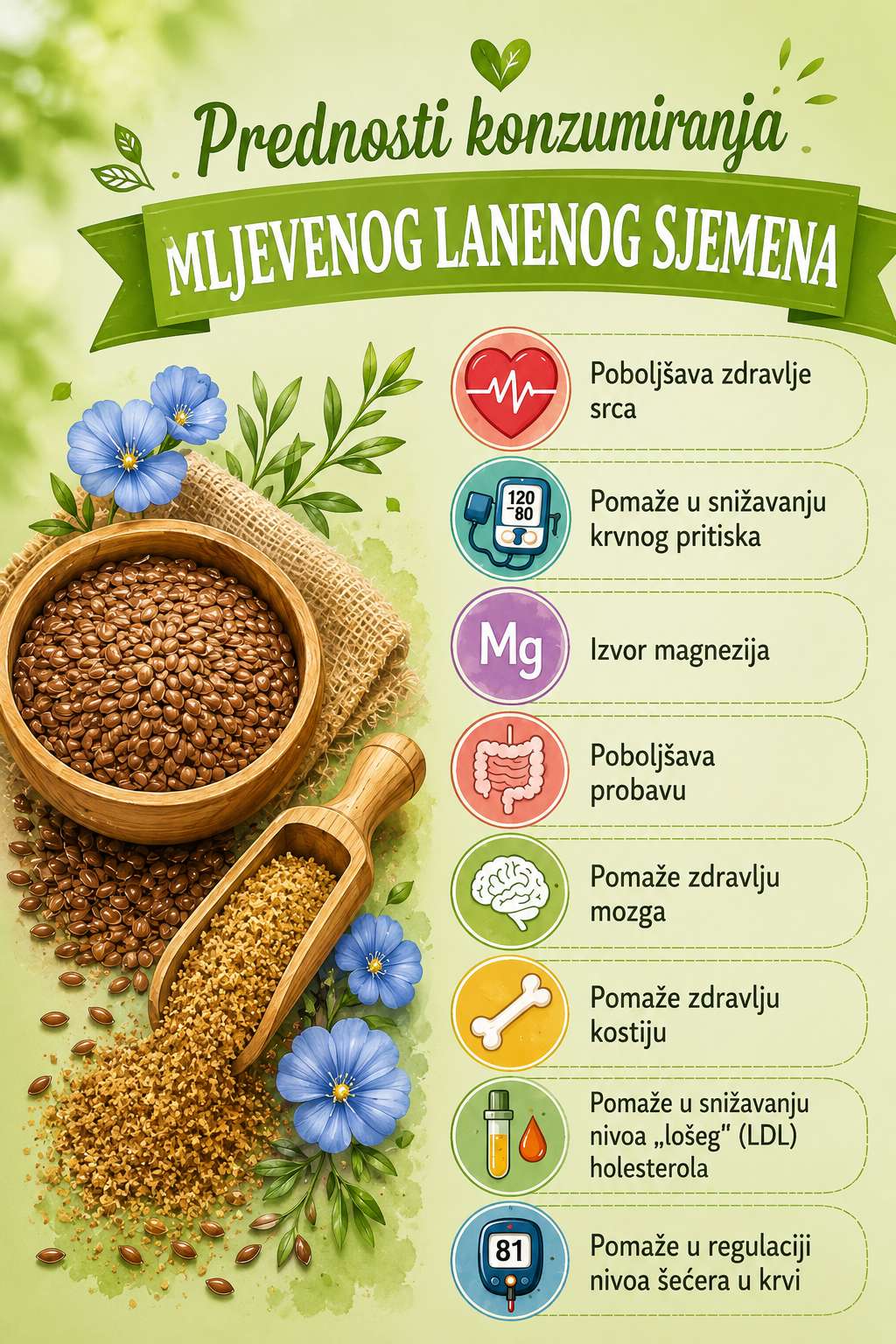 🌿 Prednosti mljevenog lanenog sjemena: Jednostavna superhrana za svakodnevno blagostanje
