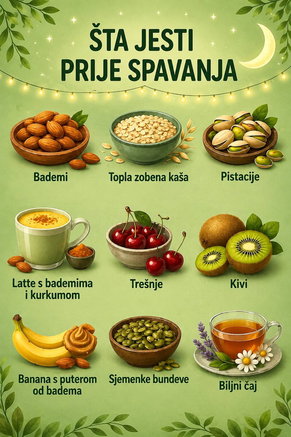 🌙 Šta jesti prije spavanja: 9 namirnica koje mogu podržati bolji san