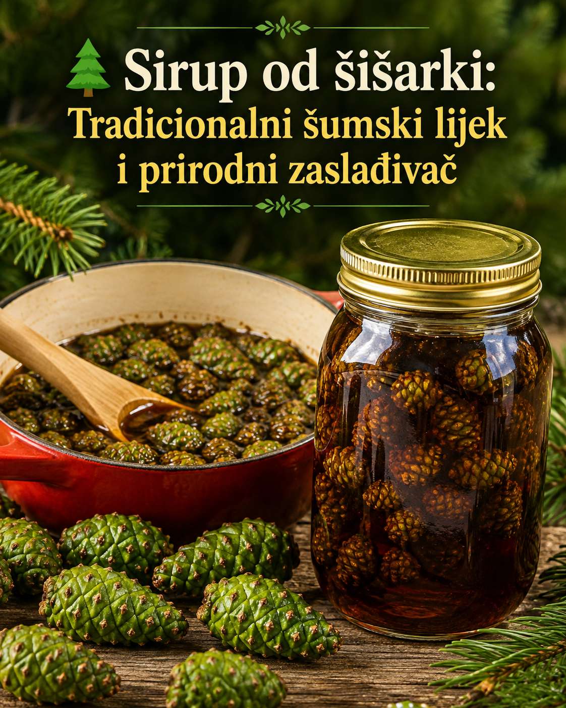 Sirup od šišarki: Vodič za početnike (prednosti, kako ga napraviti i svakodnevna upotreba)