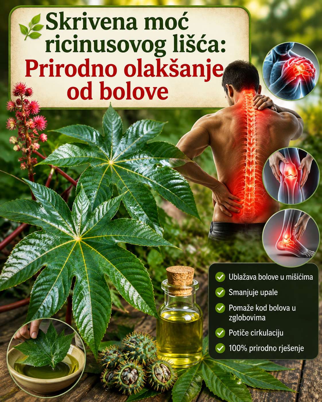 🌿 Skrivena moć listova ricinusa: Prirodna podrška za bolove i nelagodu